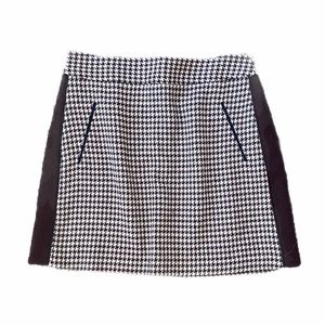 Zara Houndstooth Aline Mini Burgundy & Off White Skirt Medium